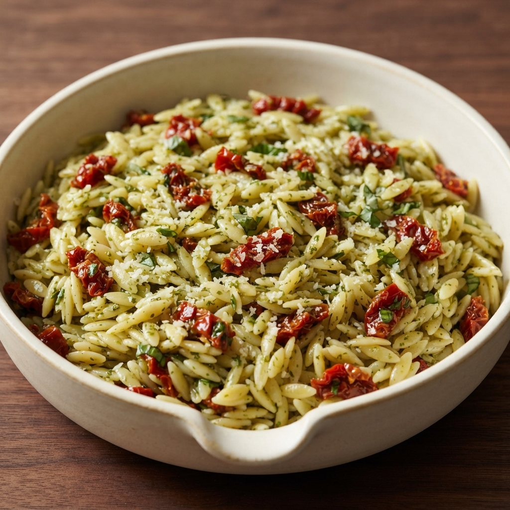 Orzo with Sun-Dried Tomatoes and Fresh Basil