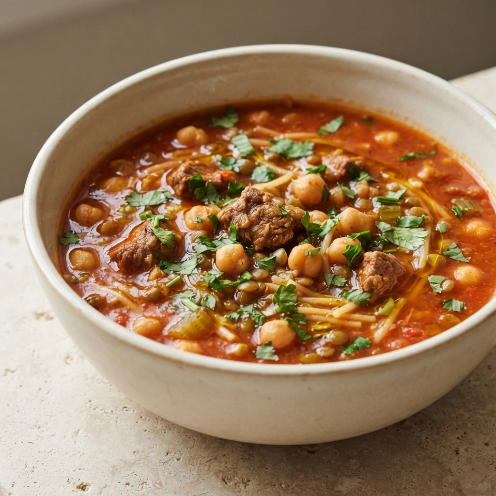 Harira-Style Moroccan Lamb and Lentil Soup