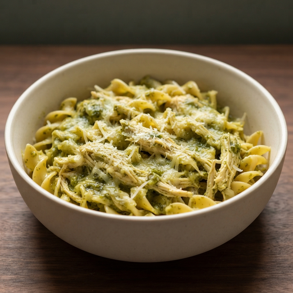 Crockpot Creamy Pesto Chicken with Pasta