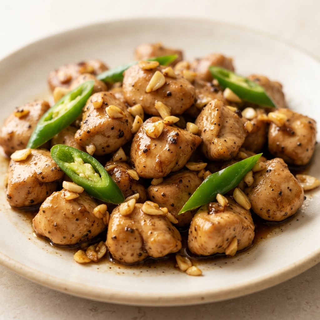 Garlicky Chicken Salpicao with Worcestershire and Maggi