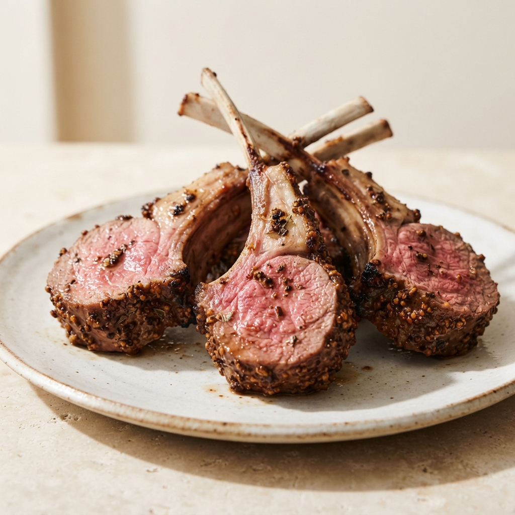 Mustard-Crusted Grilled Rack of Lamb