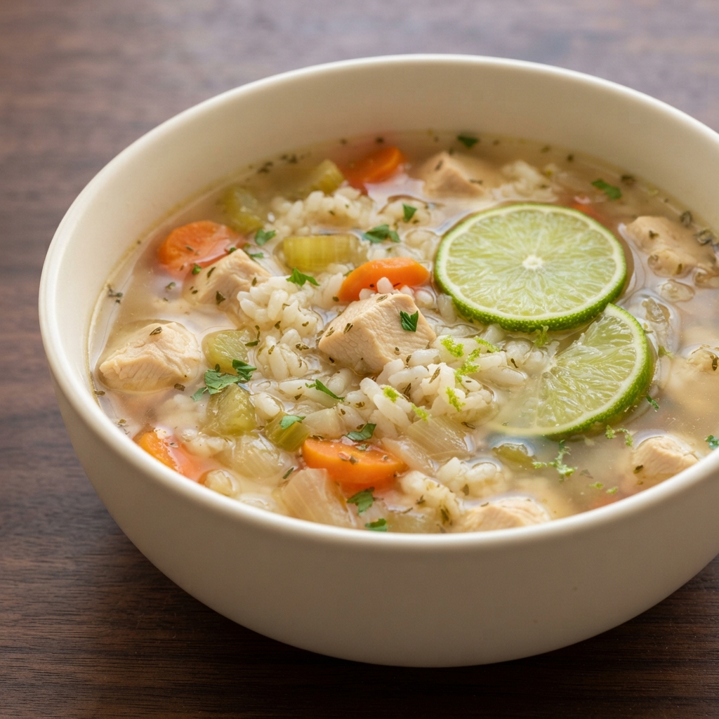 Comforting Chicken Rice Soup with Lime