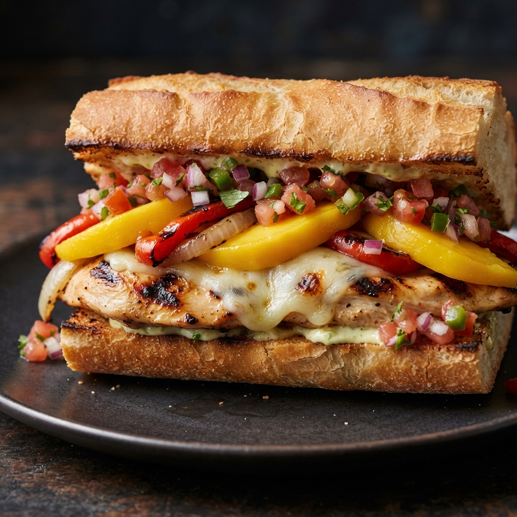 Southwest Cilantro-Lime Mango Grilled Chicken Sandwiches