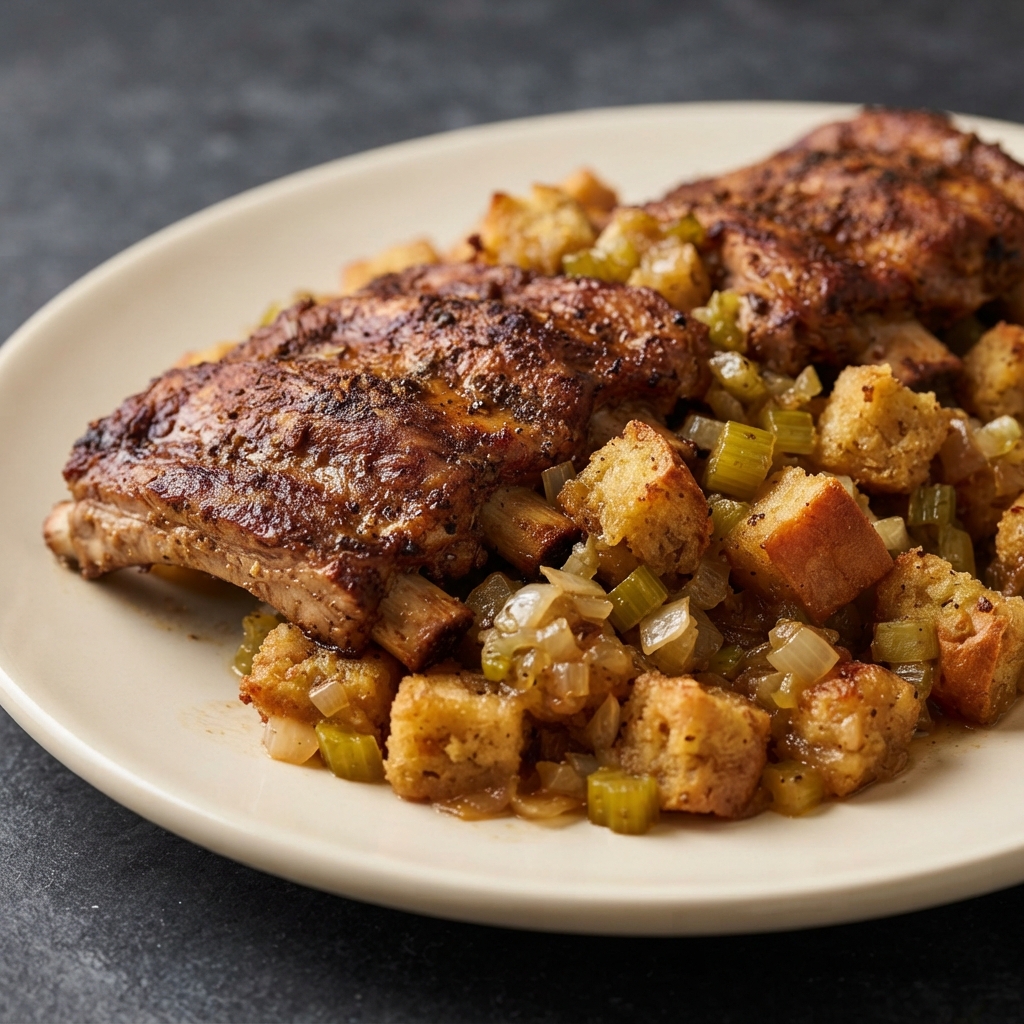 Ribs with Savory Bread Stuffing