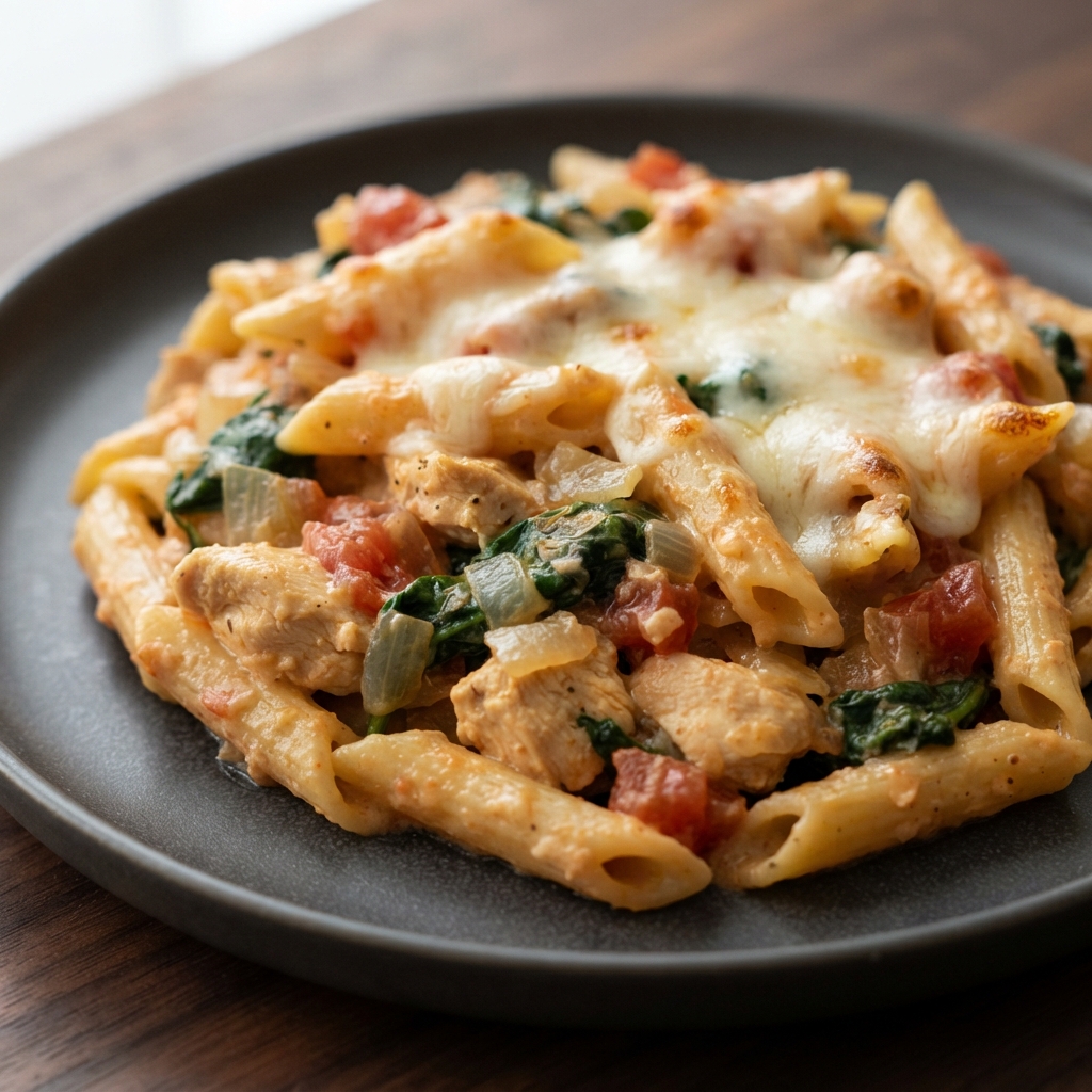 Baked Pasta with Chicken, Spinach, and Cheese