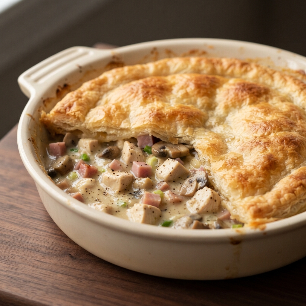Creamy Chicken & Mushroom Puff Pastry Pie