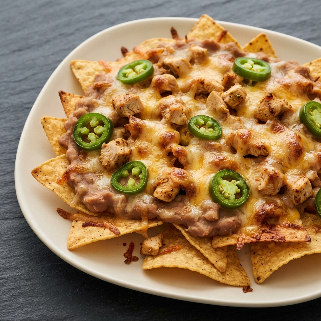 Chicken Nachos with Refried Beans