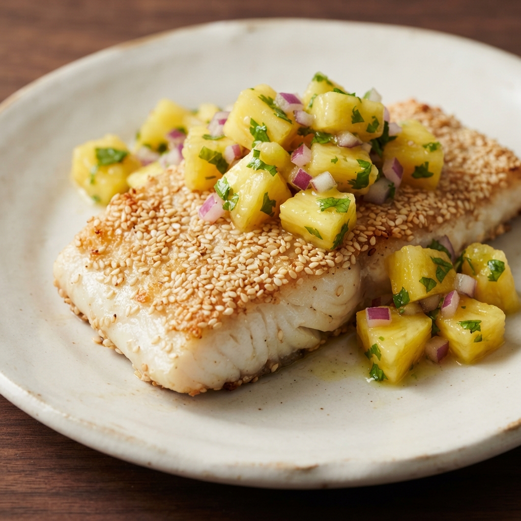 Sesame-Crusted Mahi Mahi with Pineapple Cilantro Salsa