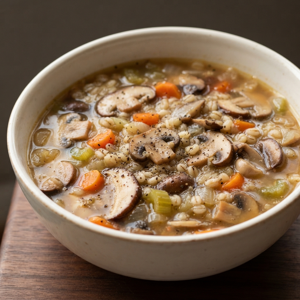 Crockpot Five-Mushroom Barley Soup