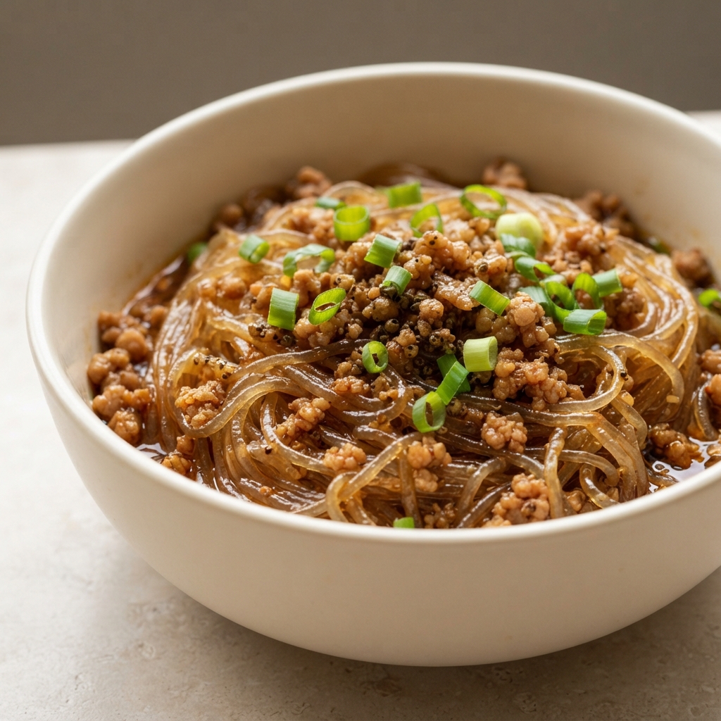 Ants Climbing a Tree (Sichuan Vermicelli with Spicy Pork)