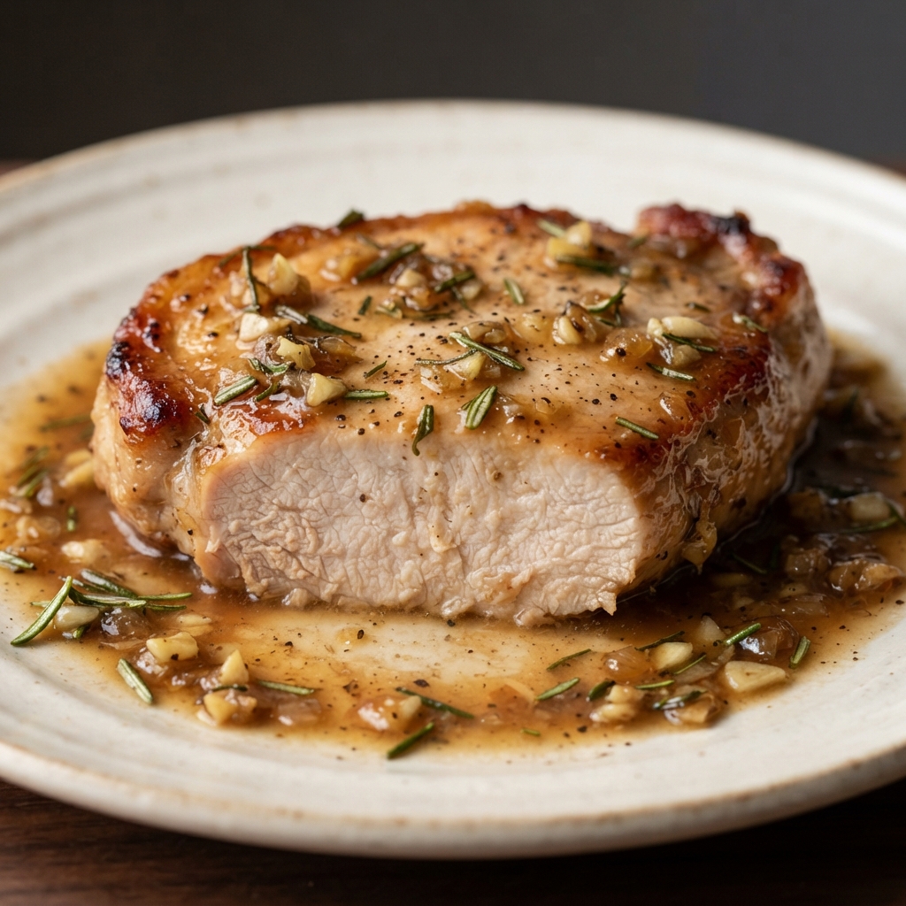 Garlic-Rosemary Braised Pork Loin Chops