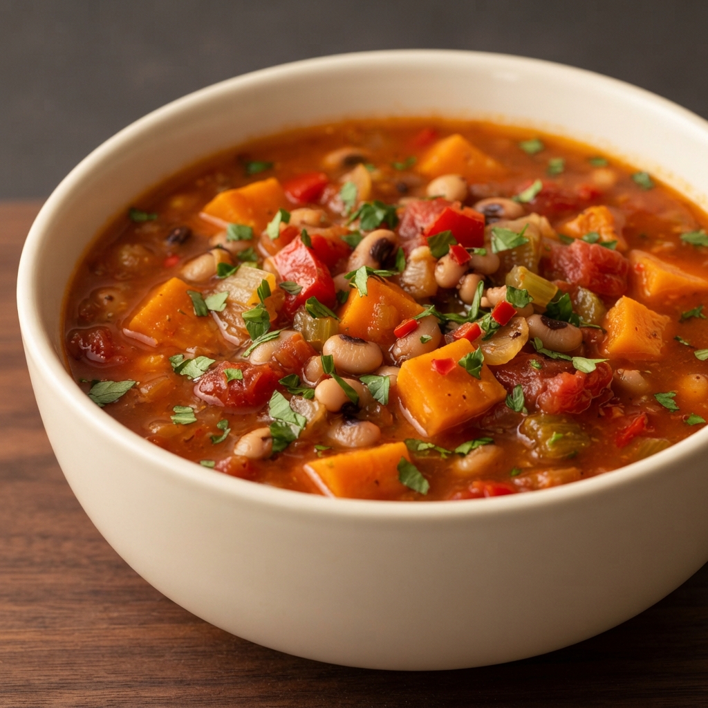 Black-Eyed Pea and Sweet Potato Sweet-Heat Soup