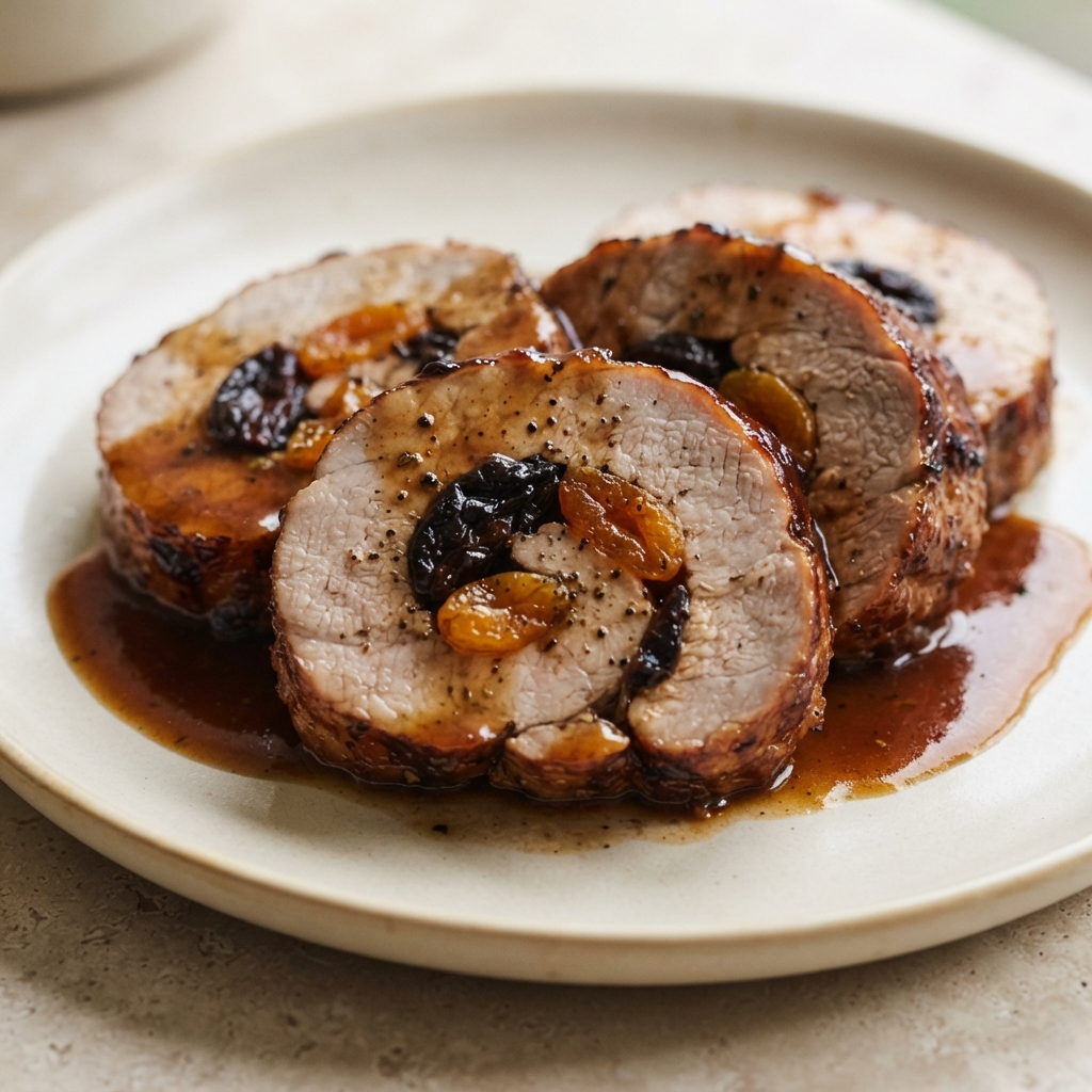 Pork Loin Rolled with Apricot–Prune Filling