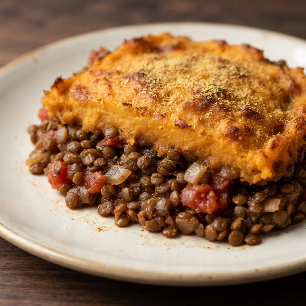 Sweet Potato–Topped Vegan Shepherd’s Pie