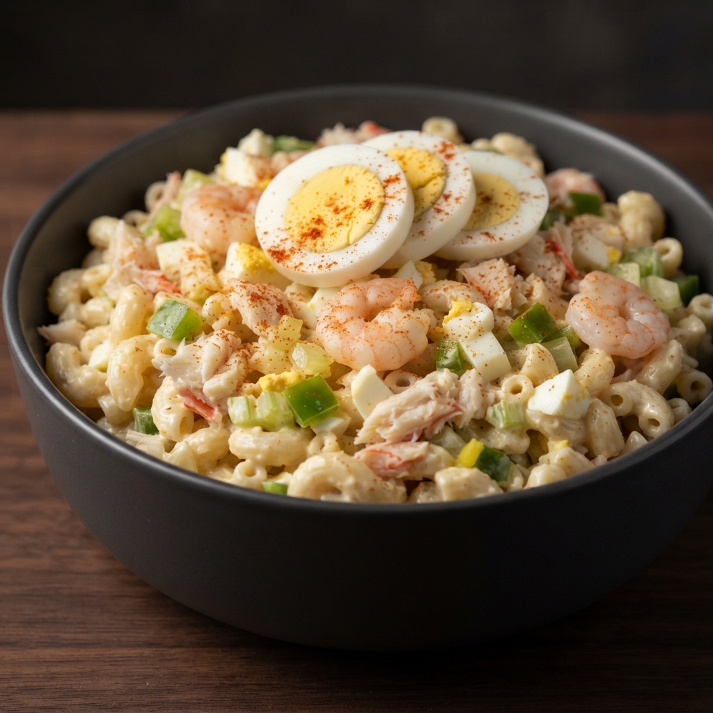 Seafood Macaroni Salad with Shrimp and Crab