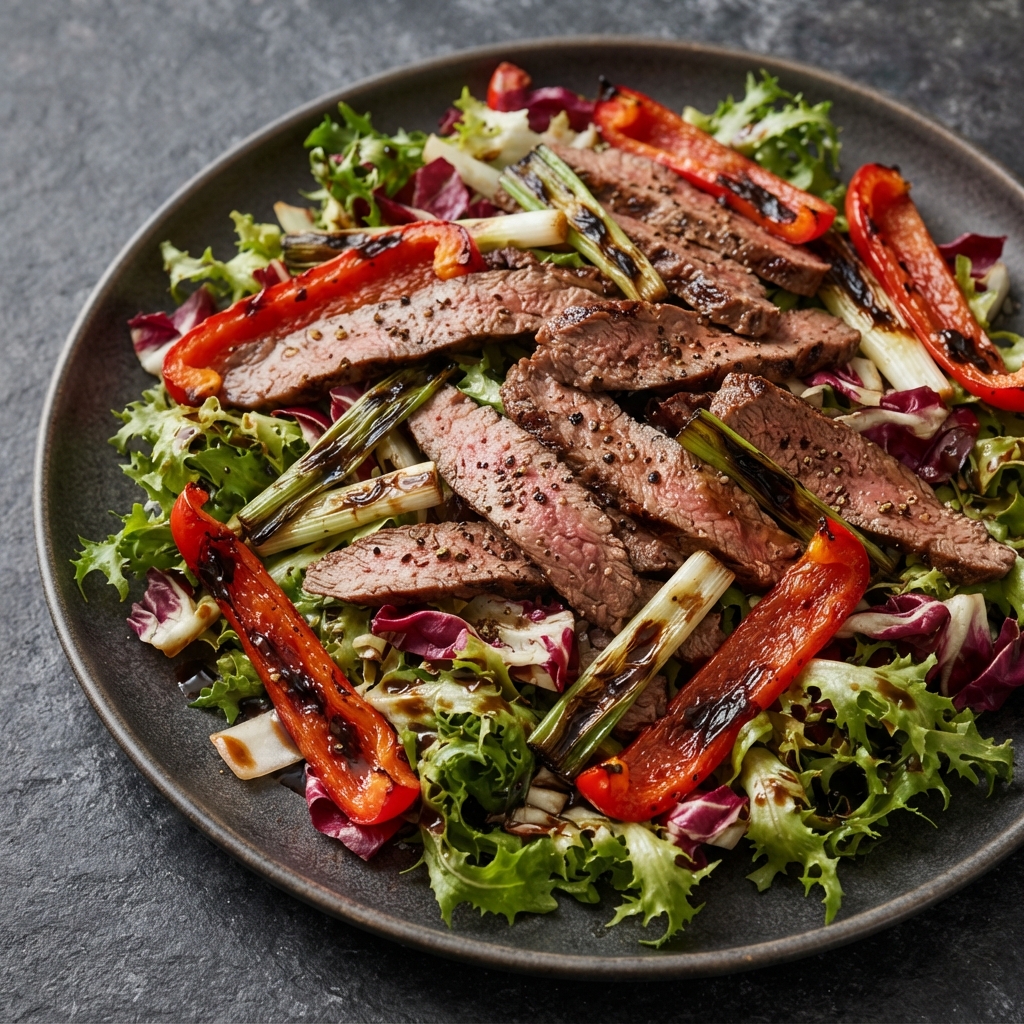 Sesame-Ginger Sirloin Salad with Charred Veggies