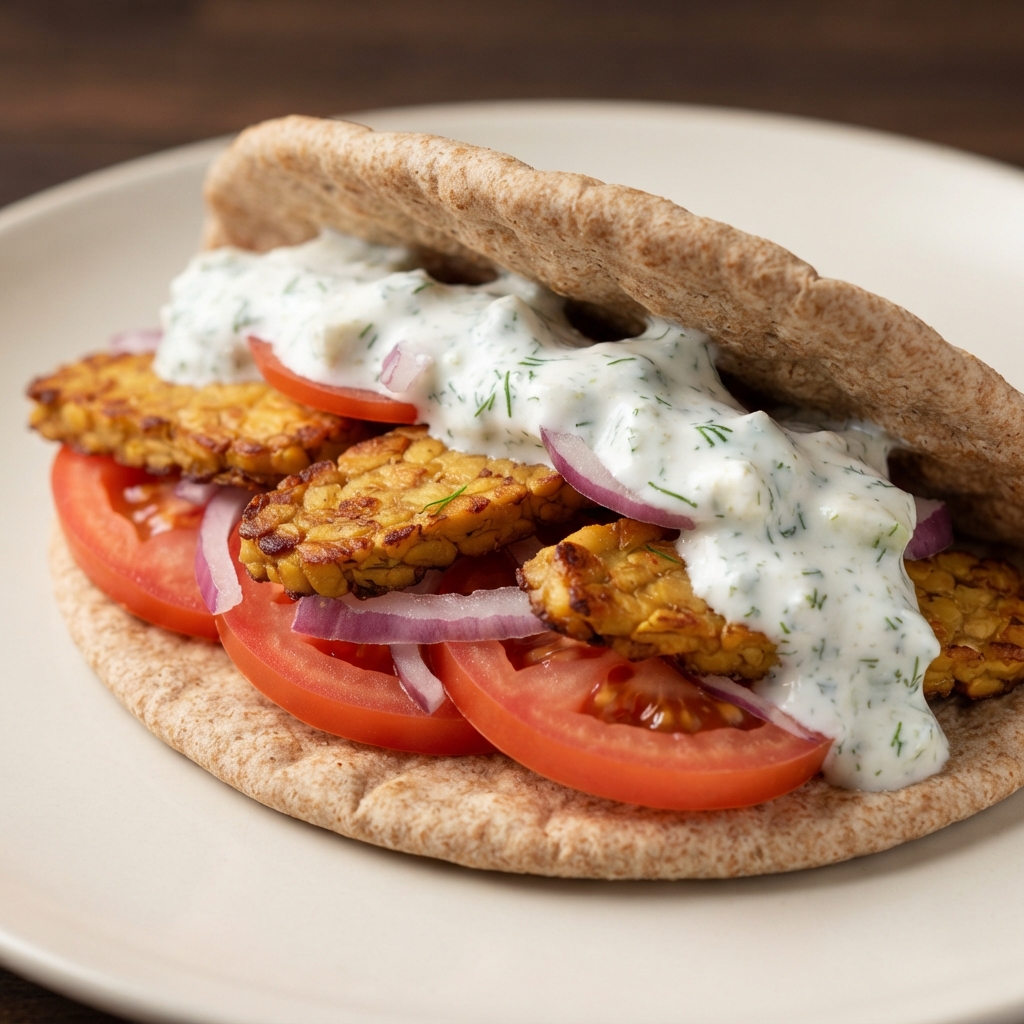 Greek-Style Tempeh Pita Gyros