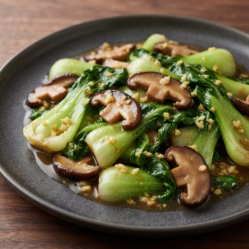 Stir-Fried Baby Bok Choy with Shiitake Mushrooms