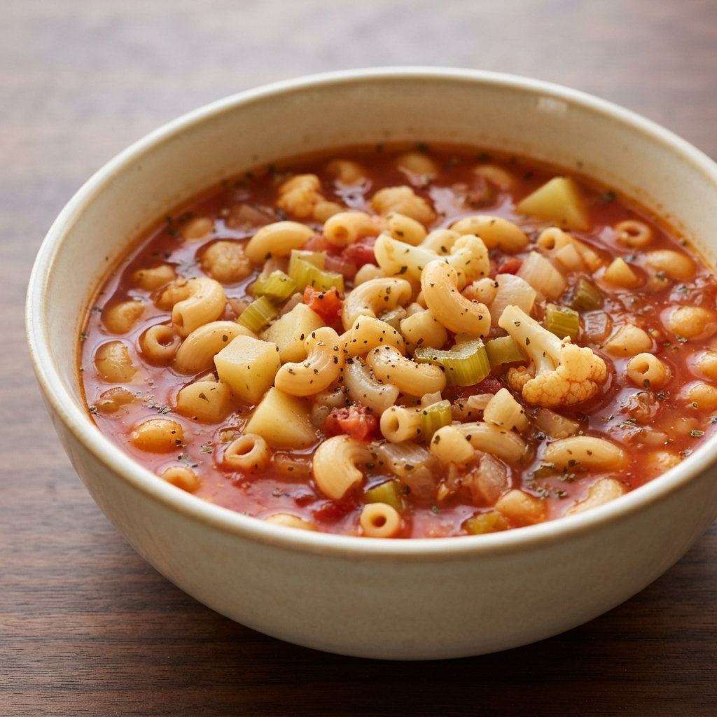Comforting Macaroni and Mixed Vegetable Soup