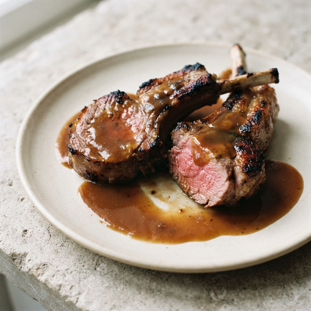 Broiled Lamb Chops with Pan Gravy