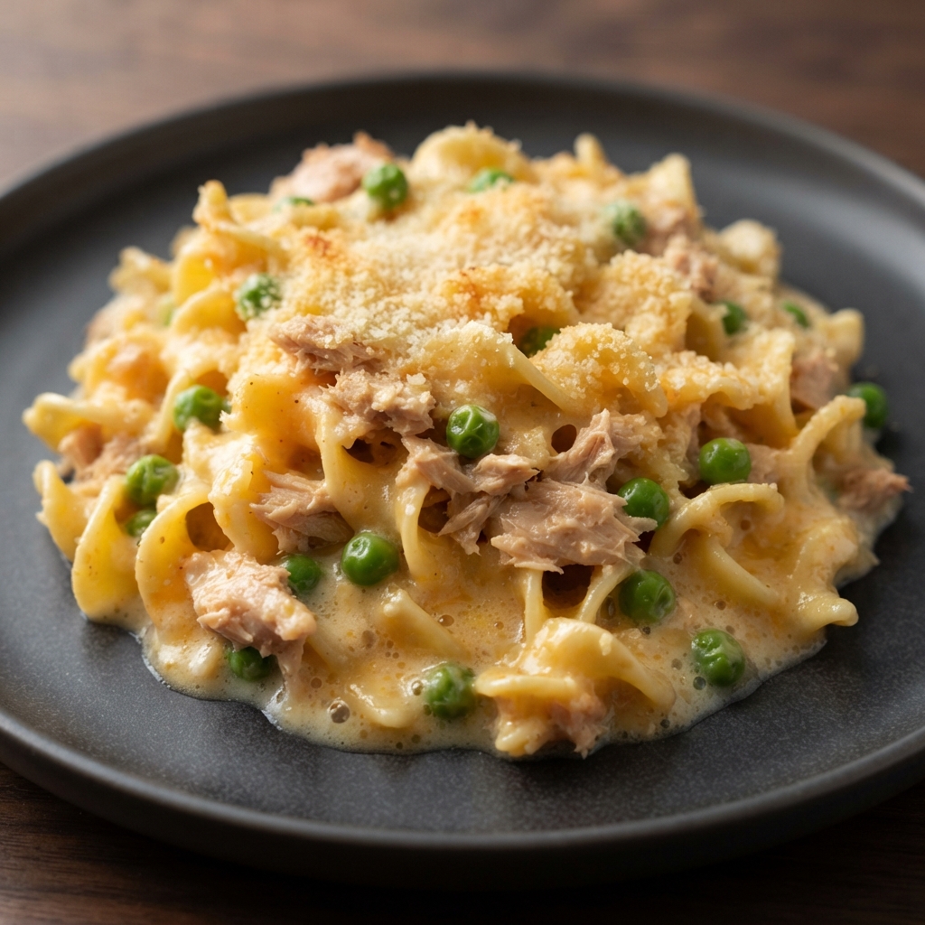 Creamy Cheddar Tuna Noodle Bake