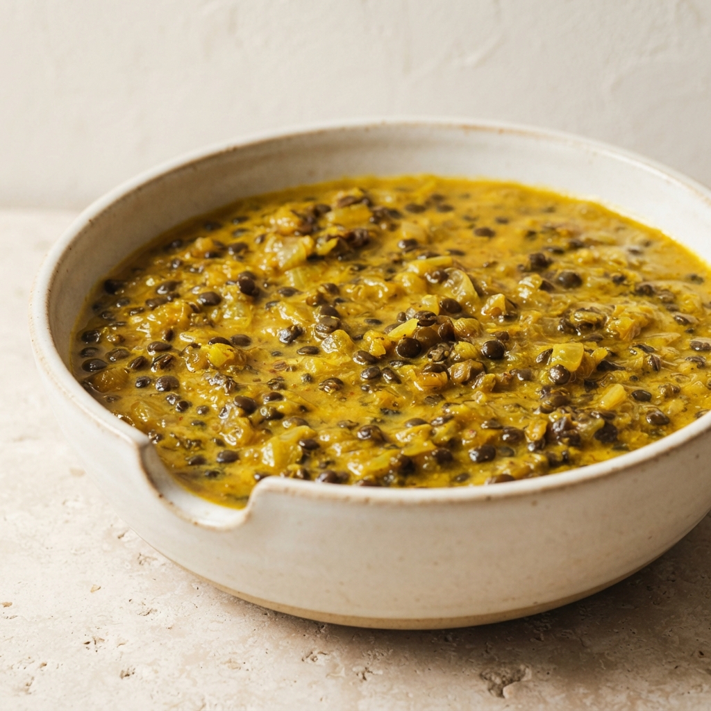 Crockpot Creamy Mild Curry Black Lentils