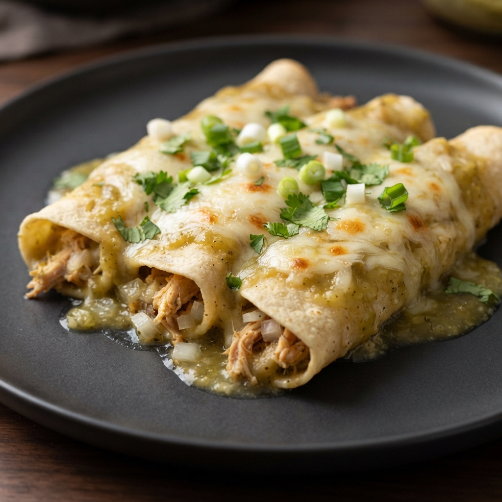Creamy Green Chile Chicken Enchiladas