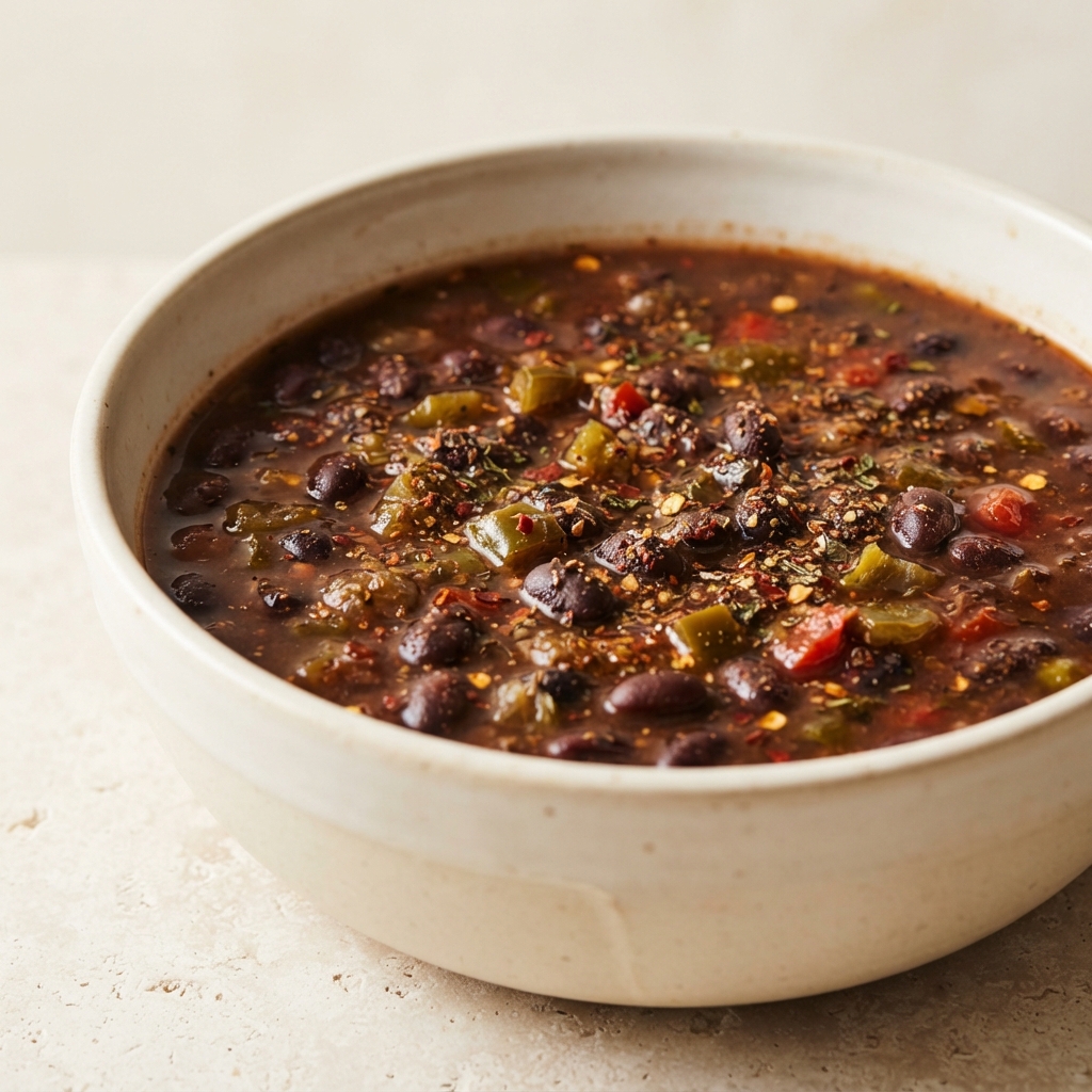 Fiery Crockpot Black Bean Soup