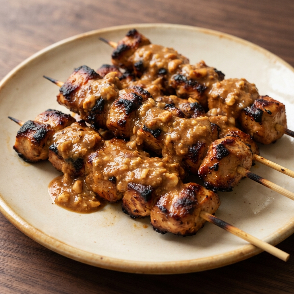 Indonesian Chicken Skewers with Peanut Sauce