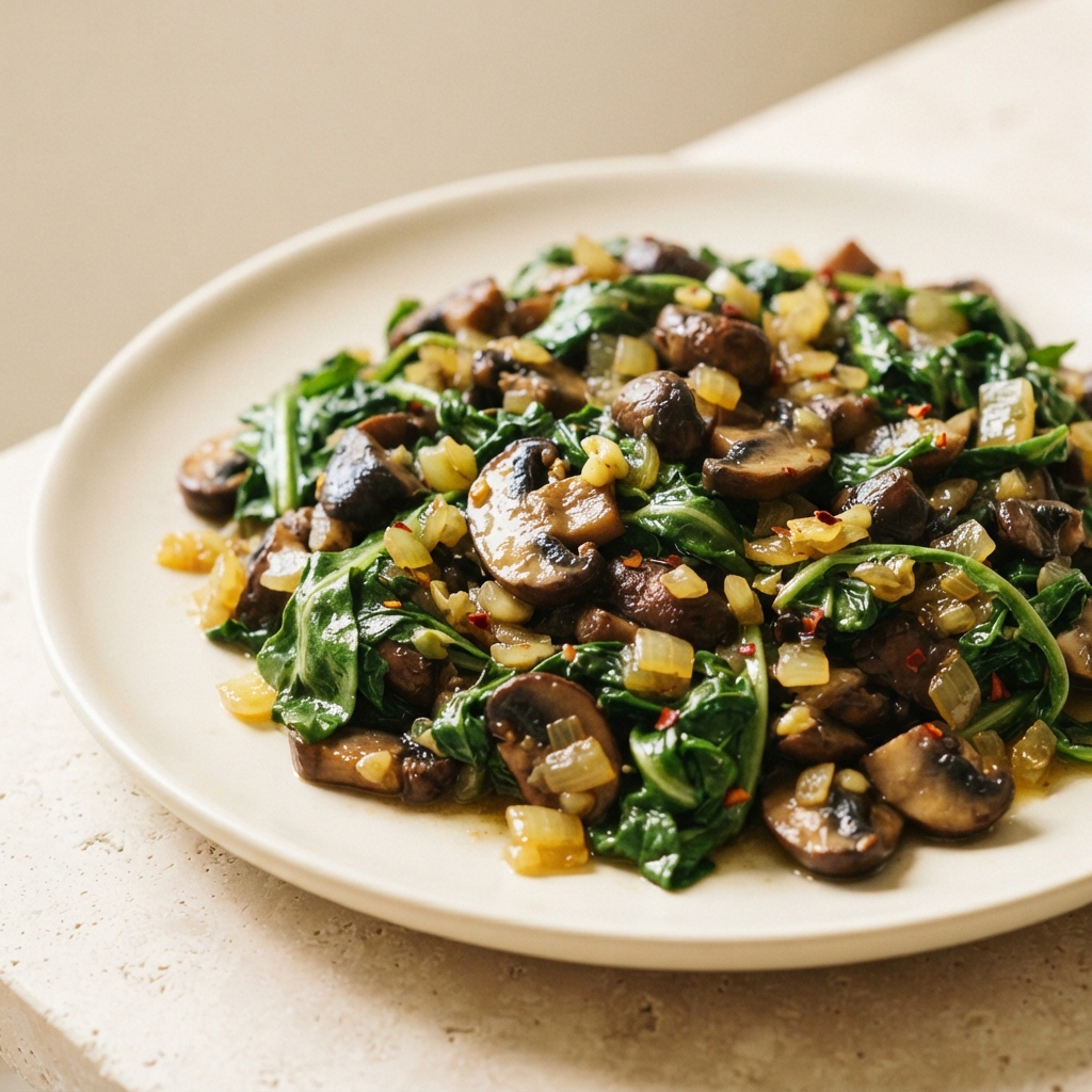Sautéed Portobello with Wilted Arugula