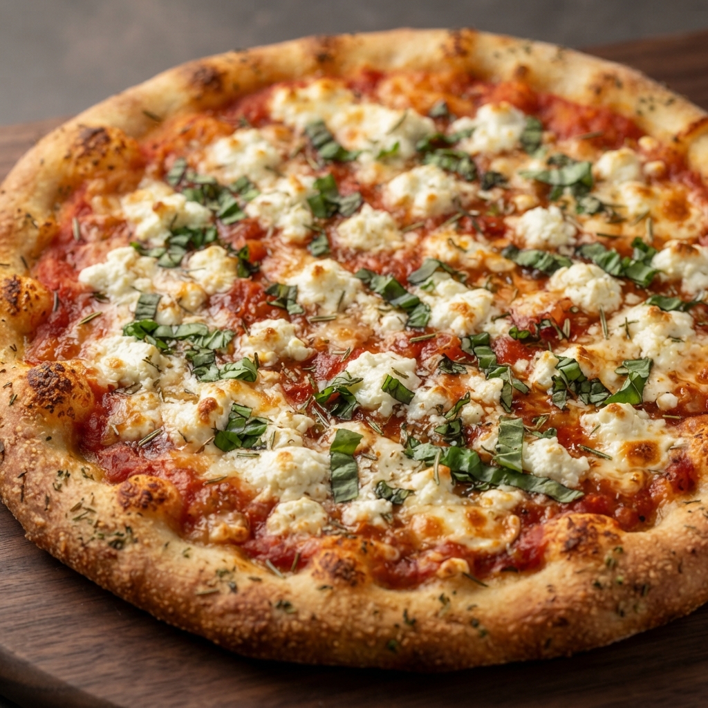 Goat Cheese and Basil Flatbread Pizza