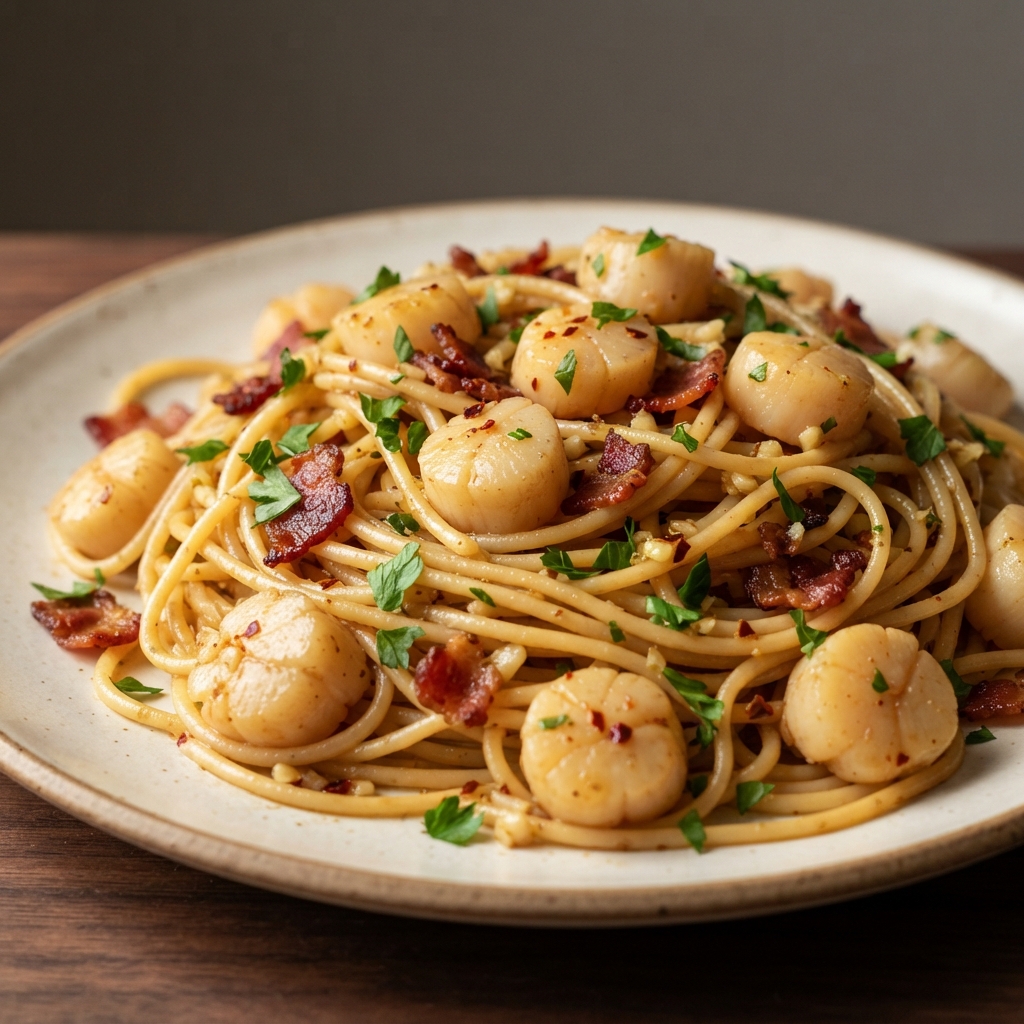 Bacon and Scallop Spaghetti
