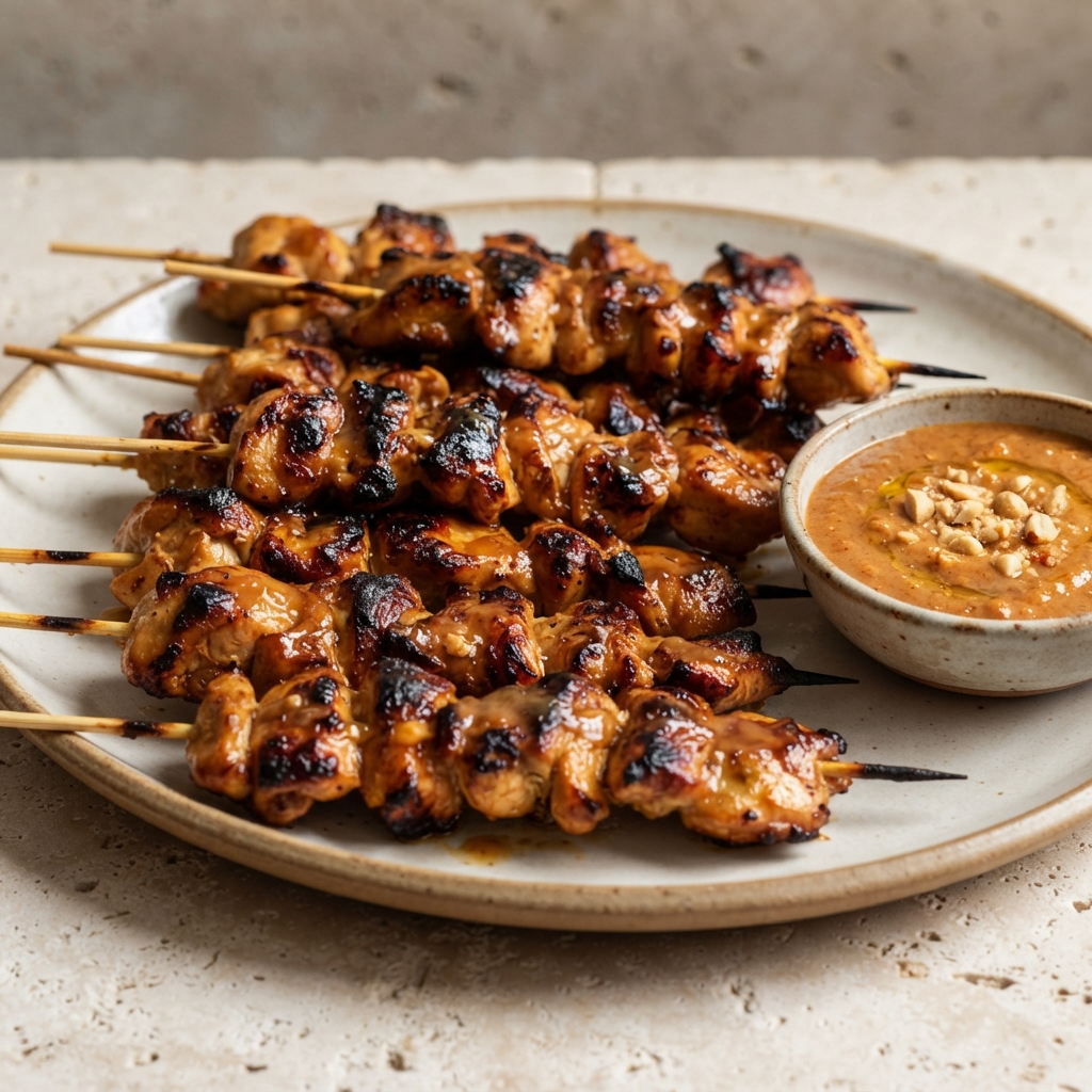 Indonesian Chicken Skewers with Peanut Sauce (Satay Ayam)