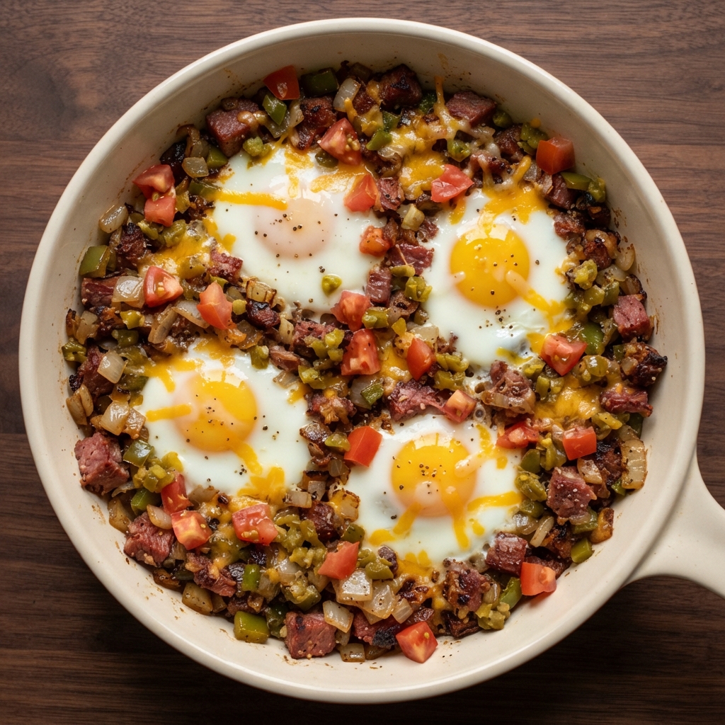 Skillet Corned Beef Hash with Eggs