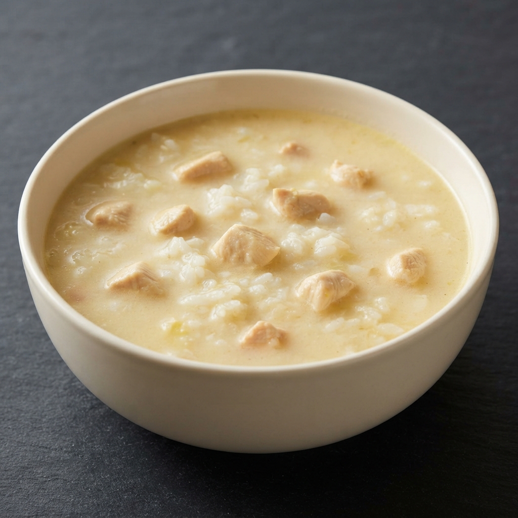 Bright Lemon Chicken and Rice Cream Soup