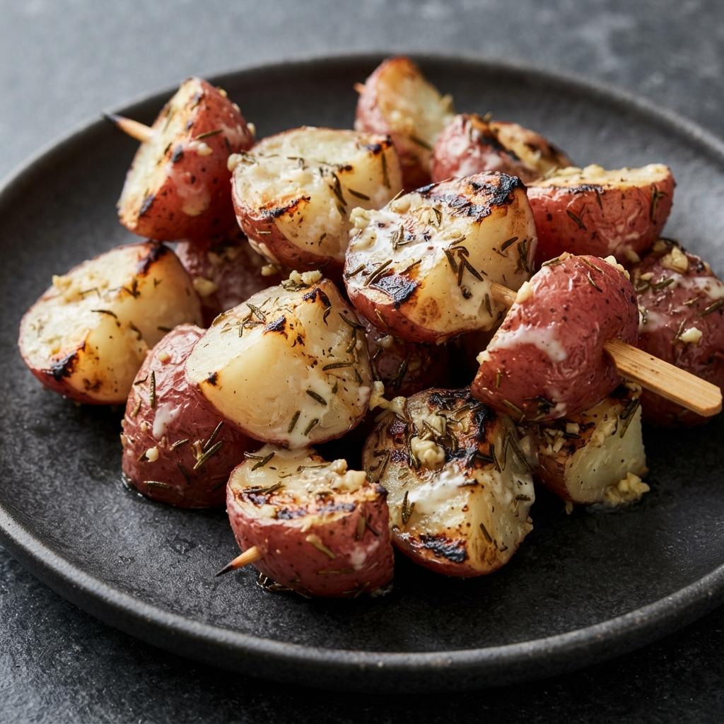 Rosemary-Garlic Potato Skewers on the Grill