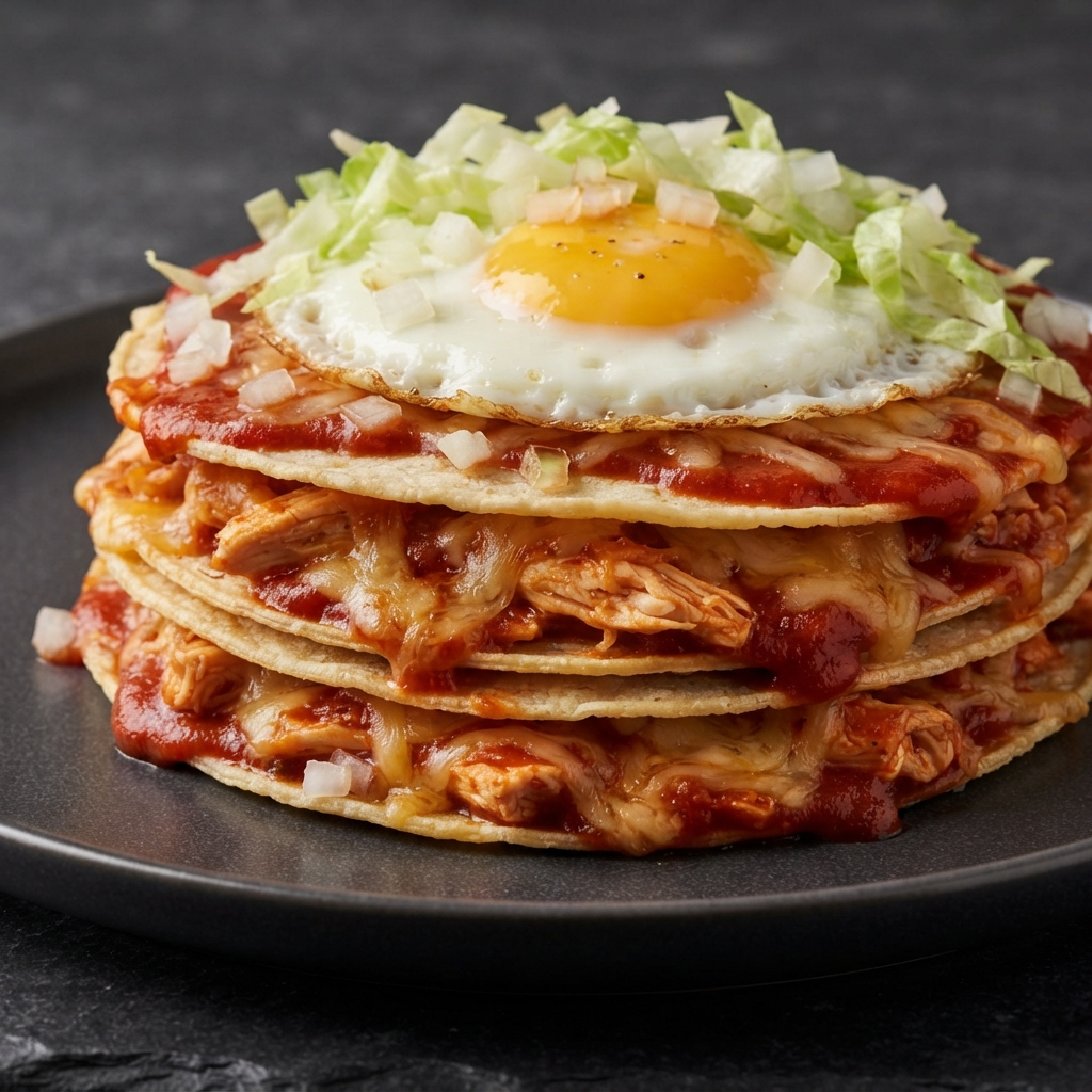 New Mexican Stacked Chicken Enchiladas