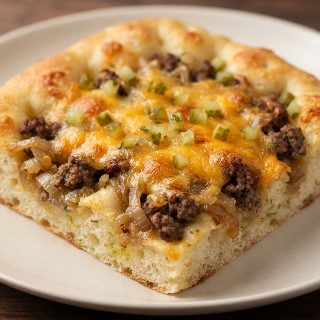 Focaccia Cheeseburger Bake