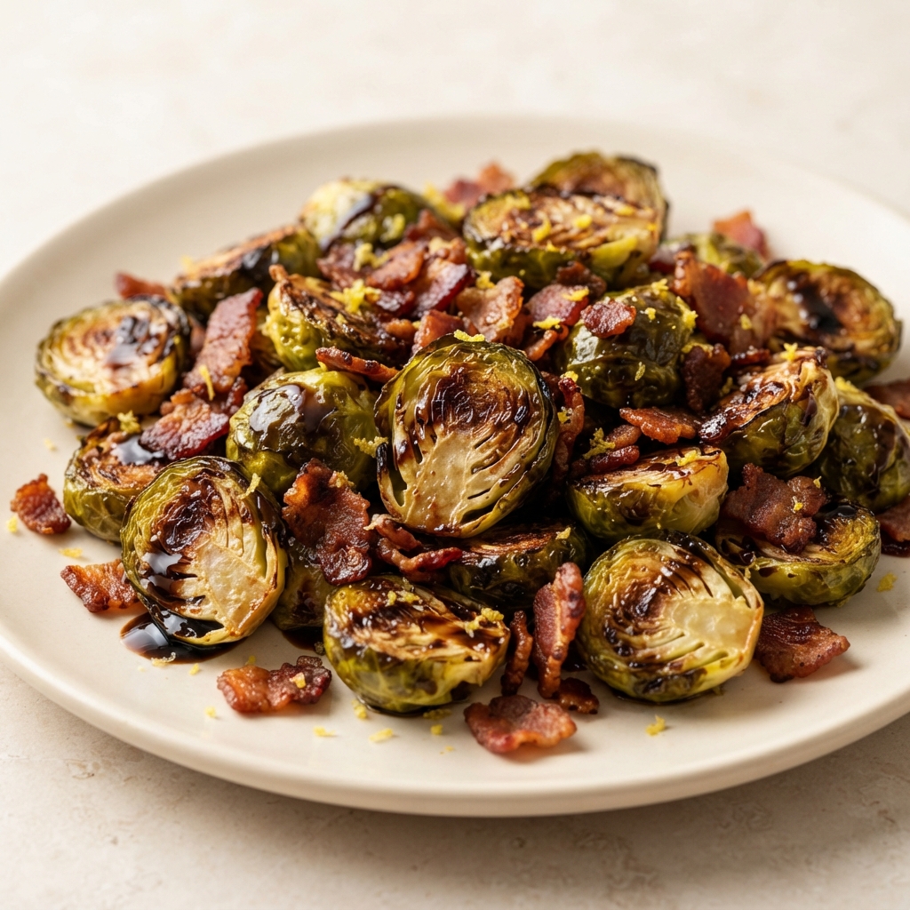 Roasted Brussels Sprouts with Bacon and Balsamic