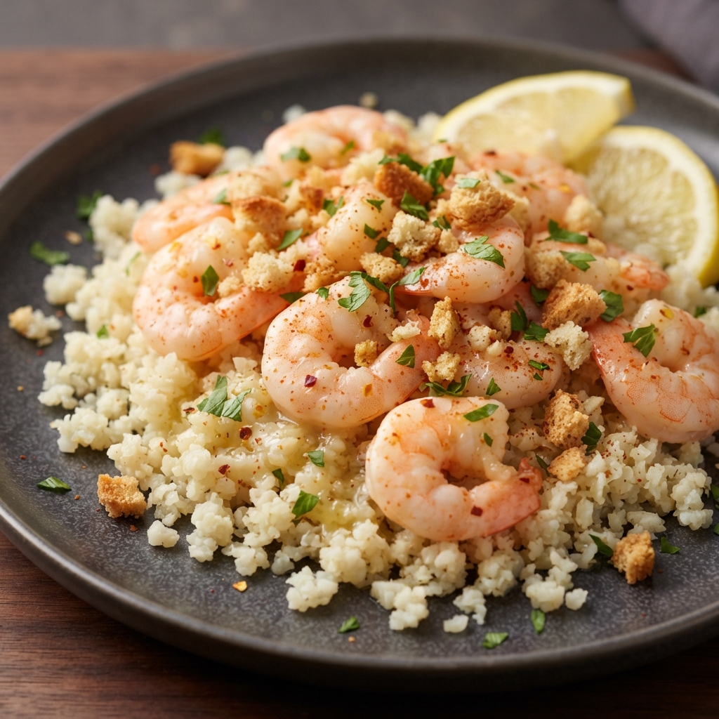 Lightened-Up Oven Shrimp Scampi