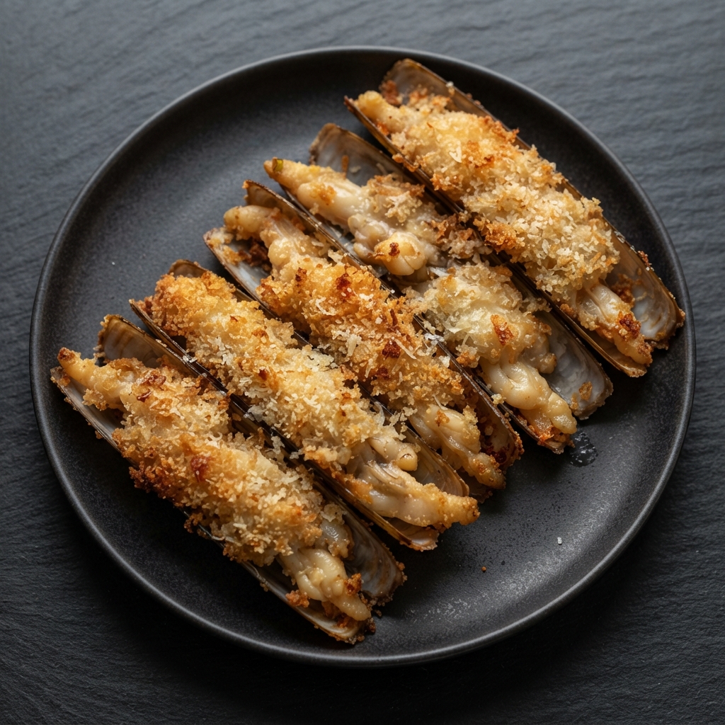 Crispy Panko-Fried Razor Clams with Parmesan