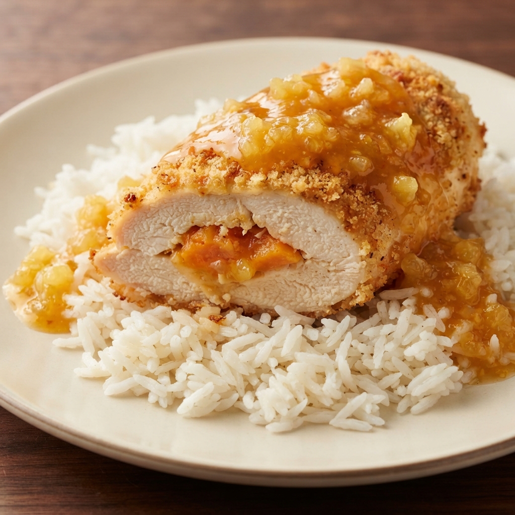Papaya-Stuffed Chicken and Basmati Rice