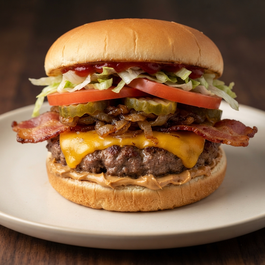 Elvis-Style Peanut Butter Bacon Burgers