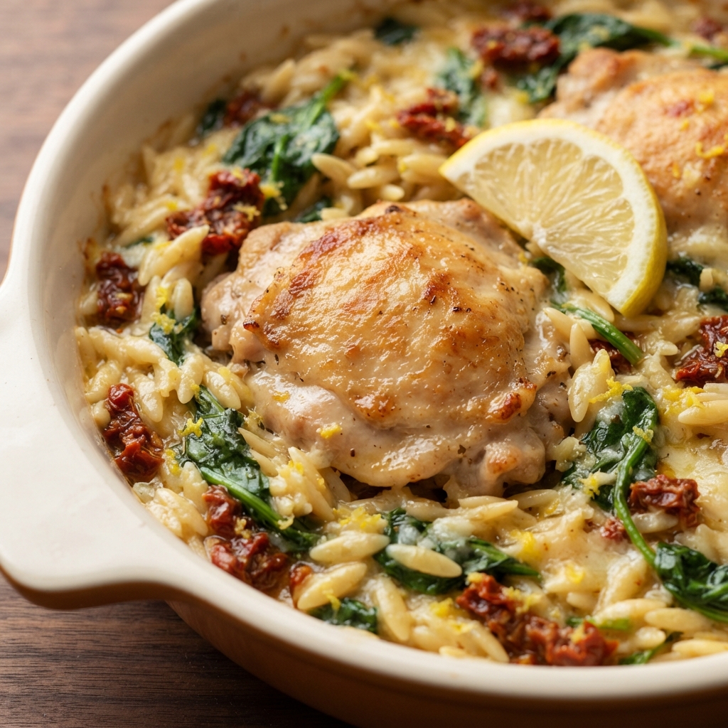 Lemon-Parmesan Chicken Orzo Casserole