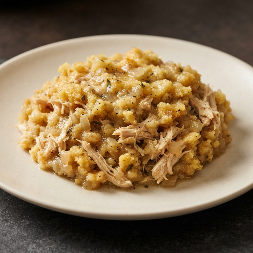 Crockpot Chicken and Cornbread Dressing