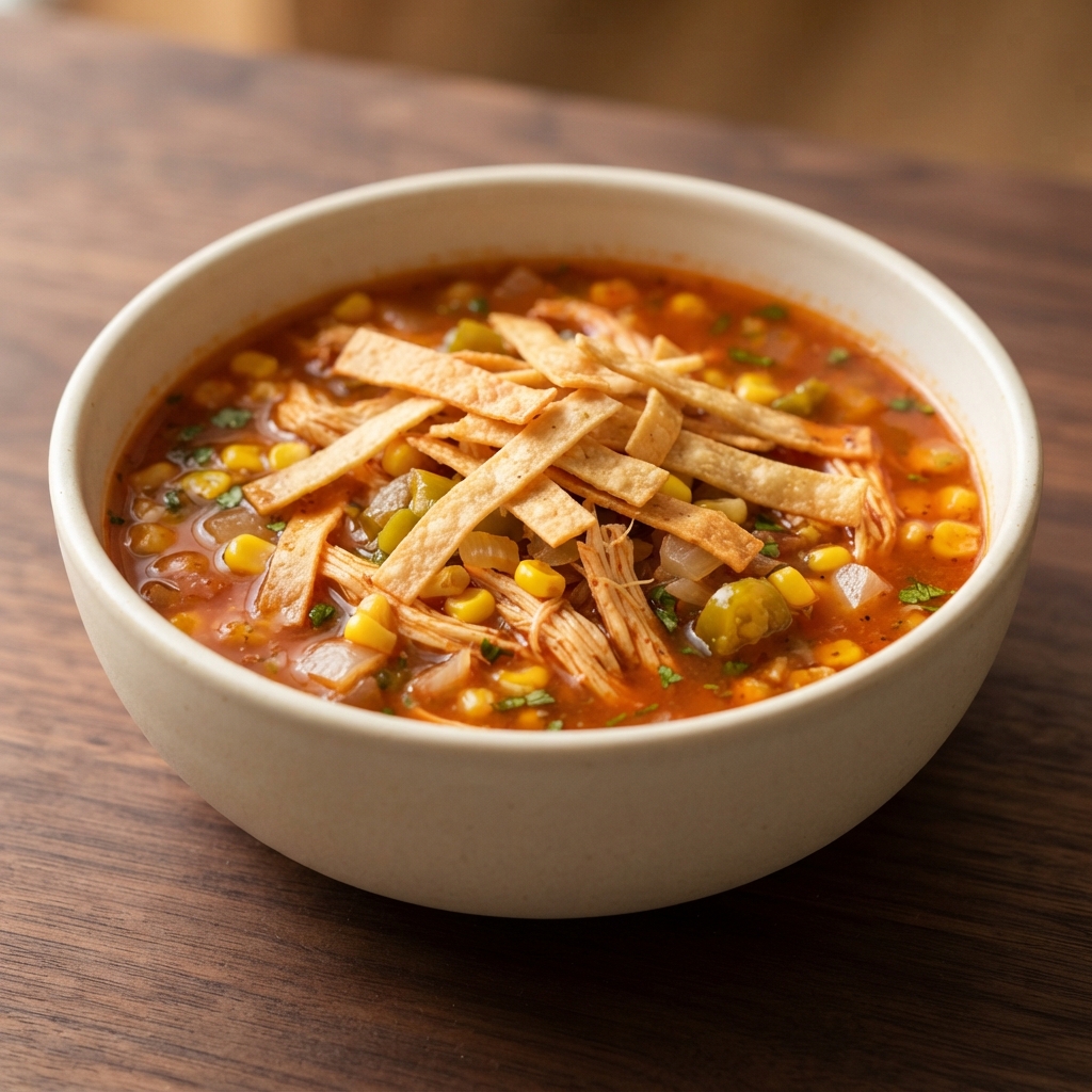 Lightened Slow Cooker Chicken Tortilla Soup