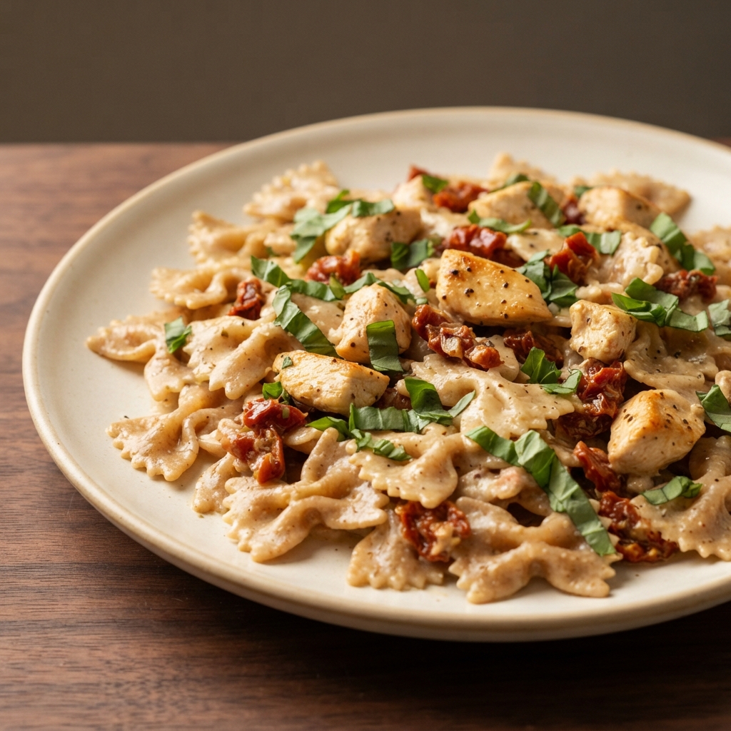 Chicken Pasta with Sun-Dried Tomatoes in Creamy Sauce