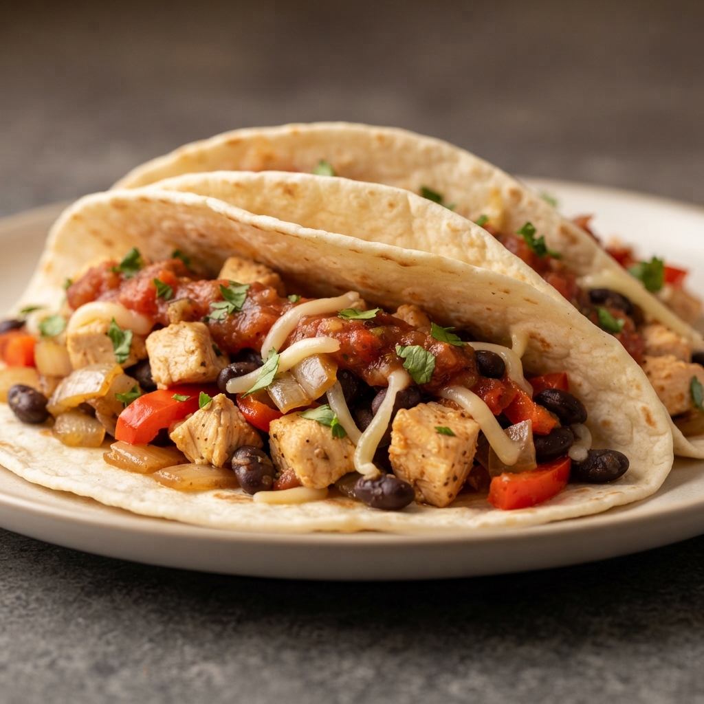 Garlicky Chicken Soft Tacos