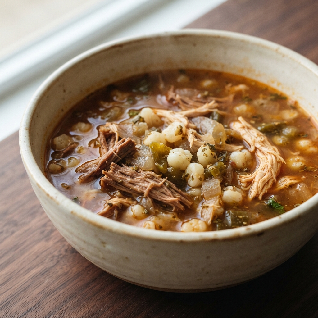 Crockpot Posole with Pork and Chicken