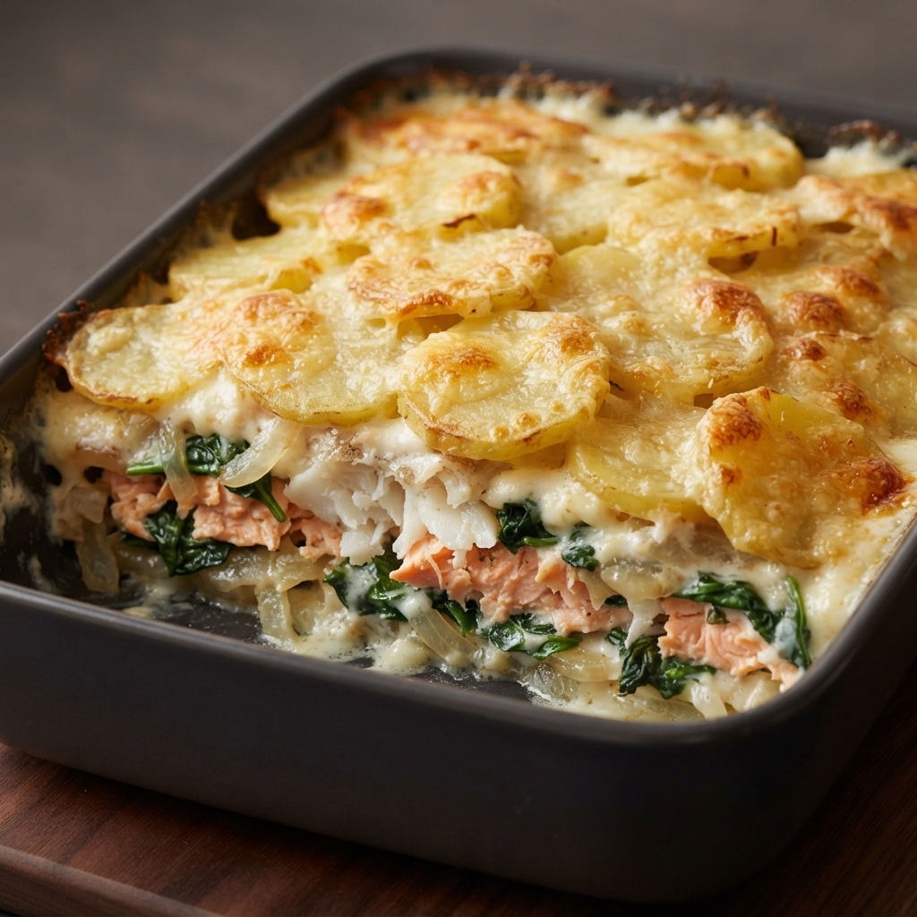 Layered Fish and Potato Bake